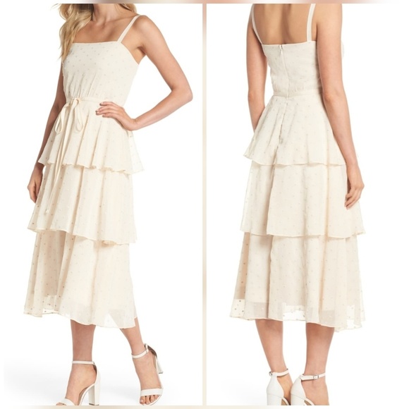 Florence Chiffon Embroidered Tiered A-Line Dress 8